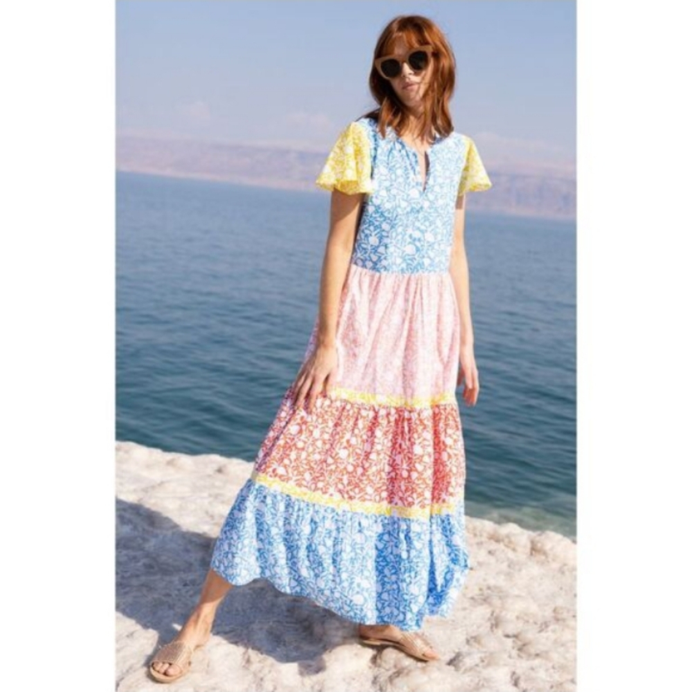 Oliphant V Neck Maxi Dress In Canary